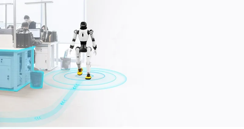 Робот-гуманоид AgiBot X2 в офисе