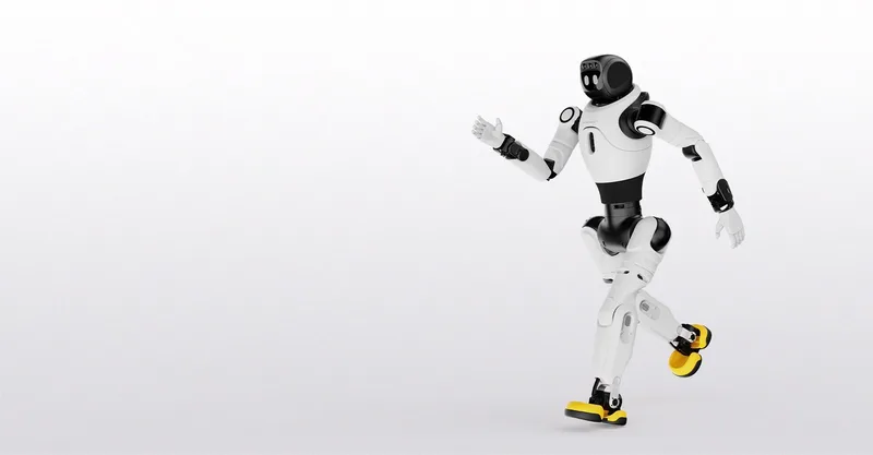Робот-гуманоид AgiBot X2 в движении на светлом фоне