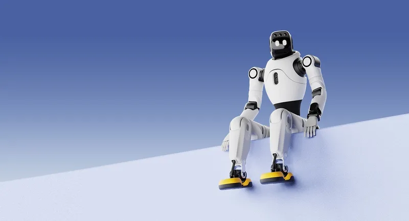 Робот-гуманоид AgiBot X2 сидит