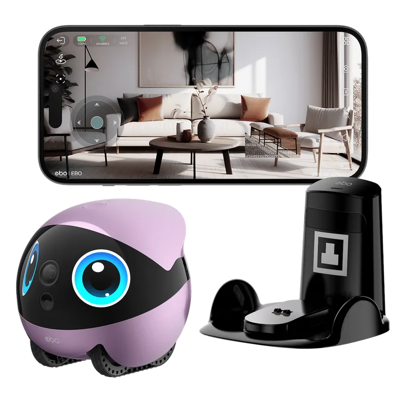 Enabot EBO Air 2 Plus в сиреневом цвете с зарядной станцией
