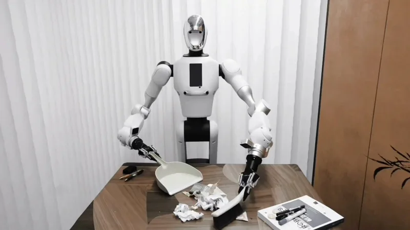 Робот-гуманоид Galbot G1 убирает со стола